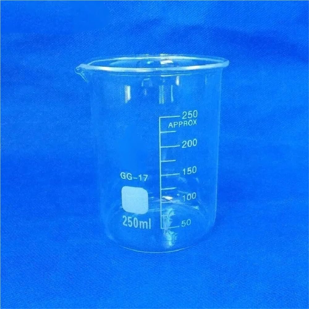 Probeta graduada de vidrio, Vaso de precipitados forma baja borosilicato transparente 250 ml con taza medidora GG-17 del canalón 70x98 mm