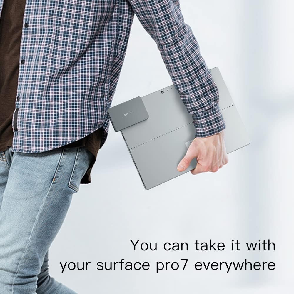 Surface Pro 7 Docking Station BYEASY 6-in-1 Surface Pro Hub Adapter with 4K/30Hz HDMI, 60W USB-C PD Charging, SD/TF Card Reader, 2 USB 3.0 - Bend Angle Design Customized for Surface Pro 7 Only