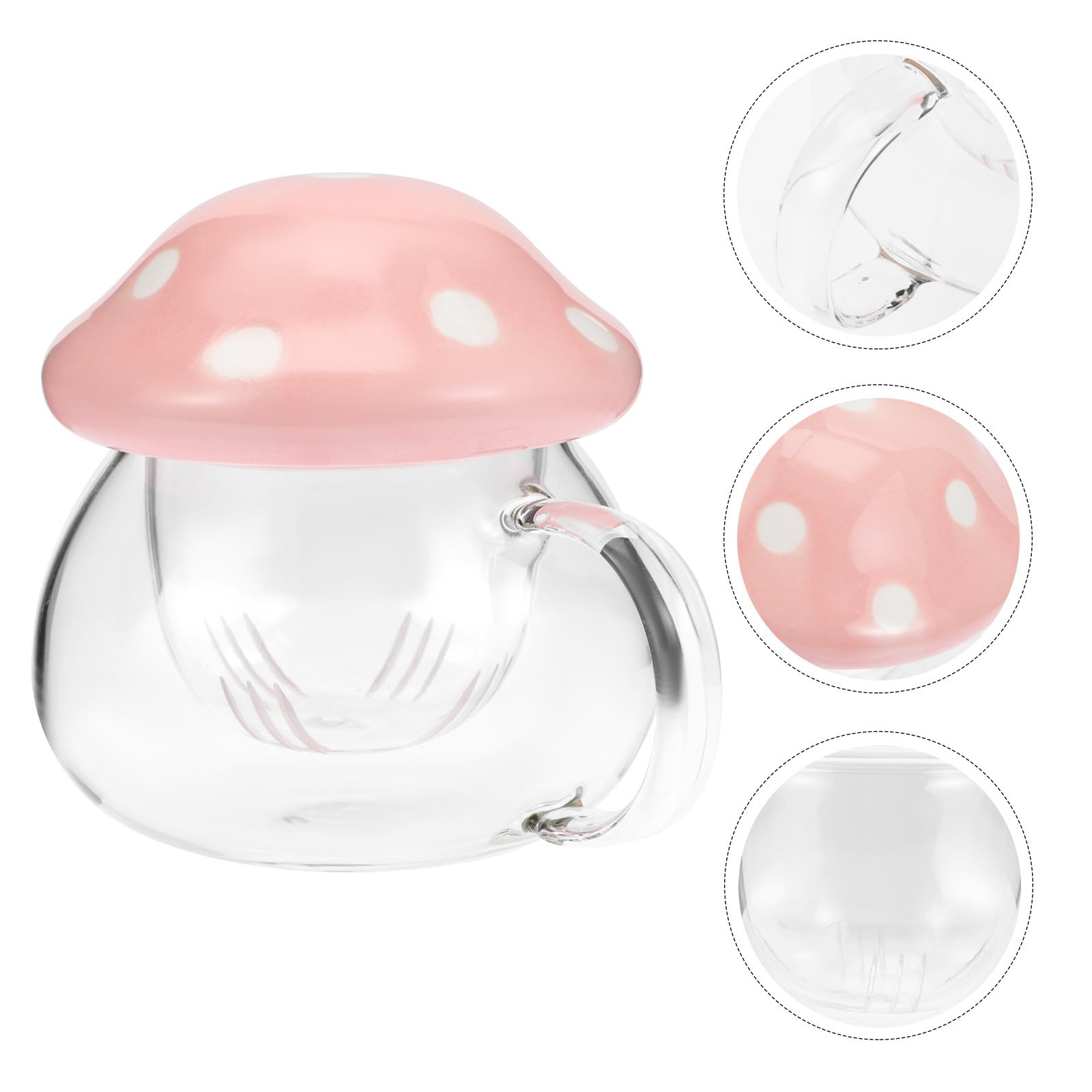 COLLBATH Teetassen Satz Niedliches Design 300ml Fassungsvermögen Pilzförmiges aus Keramik und Glas mit Tee Infuser Hitzebeständig für Zuhause und Büro