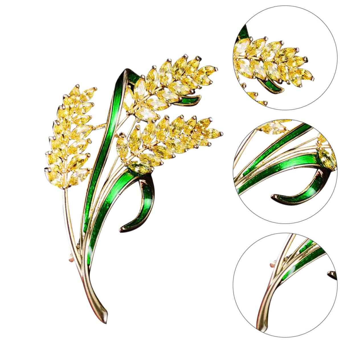 Broche De Orejas De Trigo Broche De Ropa Broche De Dama De Honor Broche De Hoja De Pedrería Broches De Oro Collar De Boda Accesorio De Ropa Alfiler Clips De Boutonniere Circón