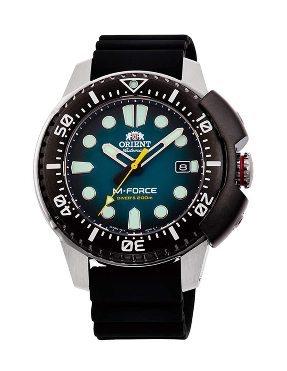ORIENT M-Force - Orologio da polso da uomo automatico e a carica manuale  meccanico sportivo cinturino in silicone nero cassa in acciaio inox display  analogico verde - RA-AC0L04L00B : Amazon.it: Moda