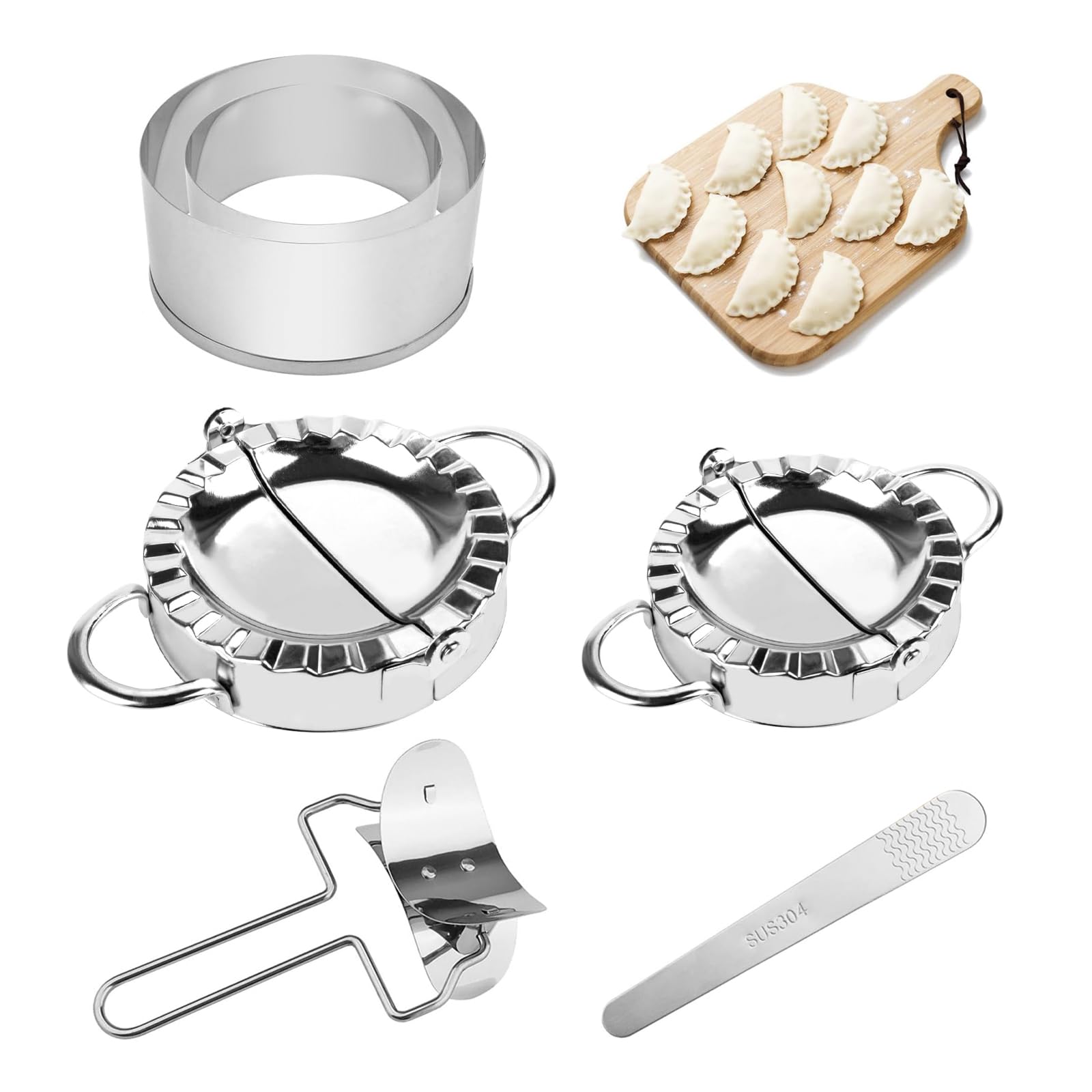 Dumpling Maker, 6-Pack Wrap Maker, Stainless Steel Dumpling Makers for Dumplings Ravioli Pastries and Empanadas