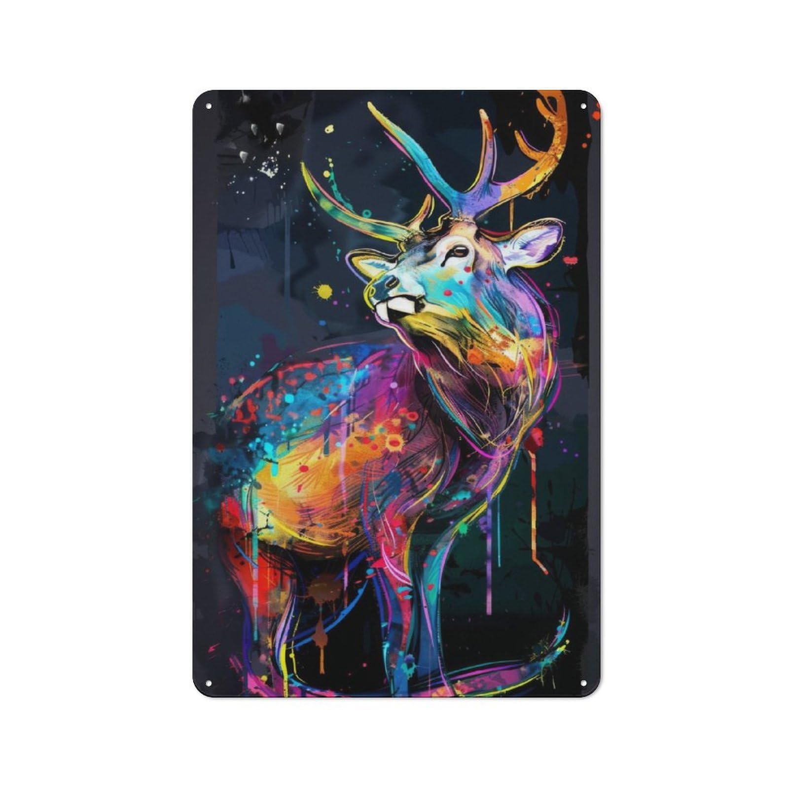 Junmoney Deer Animal Painting Vintage Metal Wall Sign 30X20cm For Garage Or Workshop, For Metal Sign Collectors, For Garage And Workshop Walls