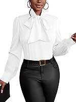 Vista 3 de Vrtige Camisa de mujer elegante con cuello de lazo, manga larga, blusa para la oficina