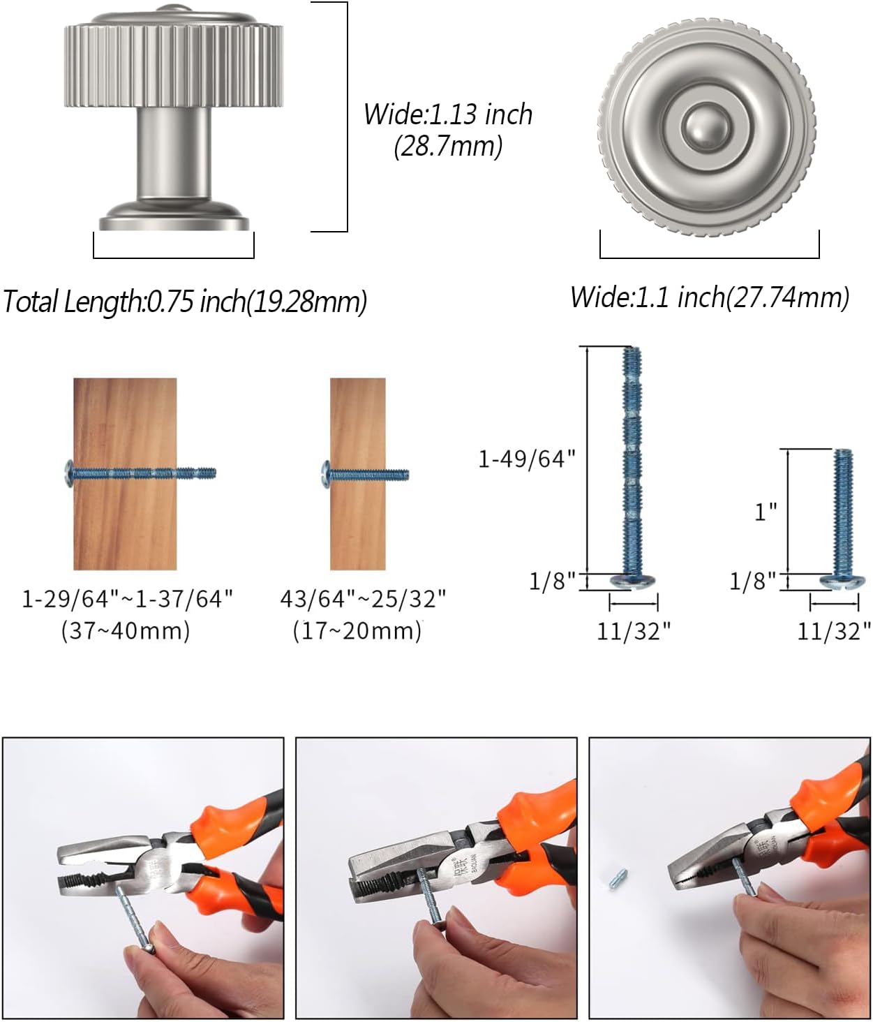 FILTA 10 Pack Brushed Satin Nickel Cabinet Knobs - Ribbed Design Zinc Alloy Dresser Drawer Cabinets Hardware for Furniture Kitchen Bathroom