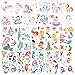 Kinder Tattoo Mädchen Set, 20 Blätter Meerjungfrau und Einhorn Tattoo Kinder, Tatoos Aufkleben Kids, Temporäre Kindertattoos für Mitgebsel Kindergeburtstag Mädchen
