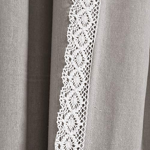 image for Lush Decor Light Gray Rosalie Window Curtains Farmhouse, Rustic Style 