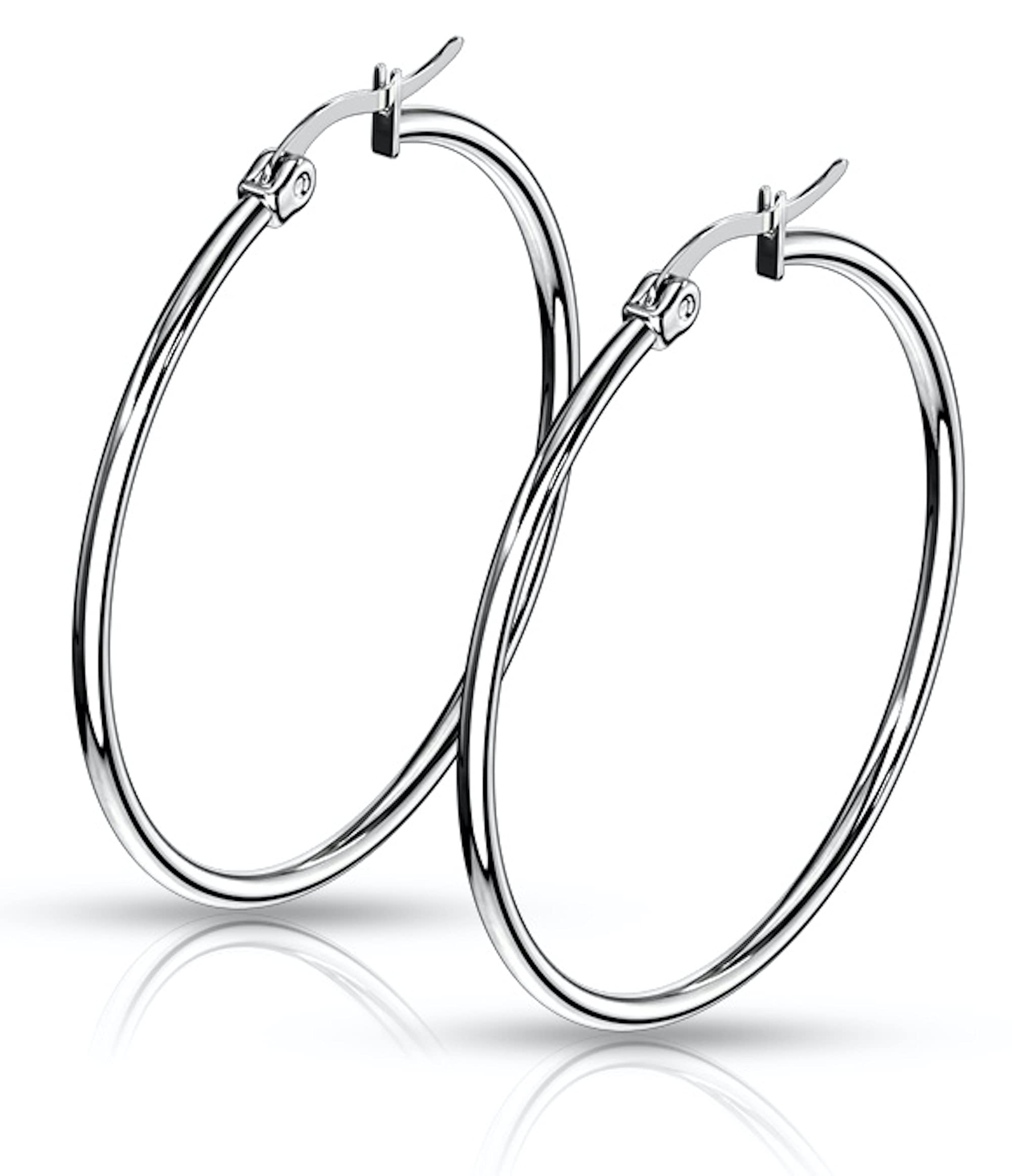 No Tarnish No Rusting Everyday 40mm Hoop Earrings for Women and Girls (ER1101)-image-36