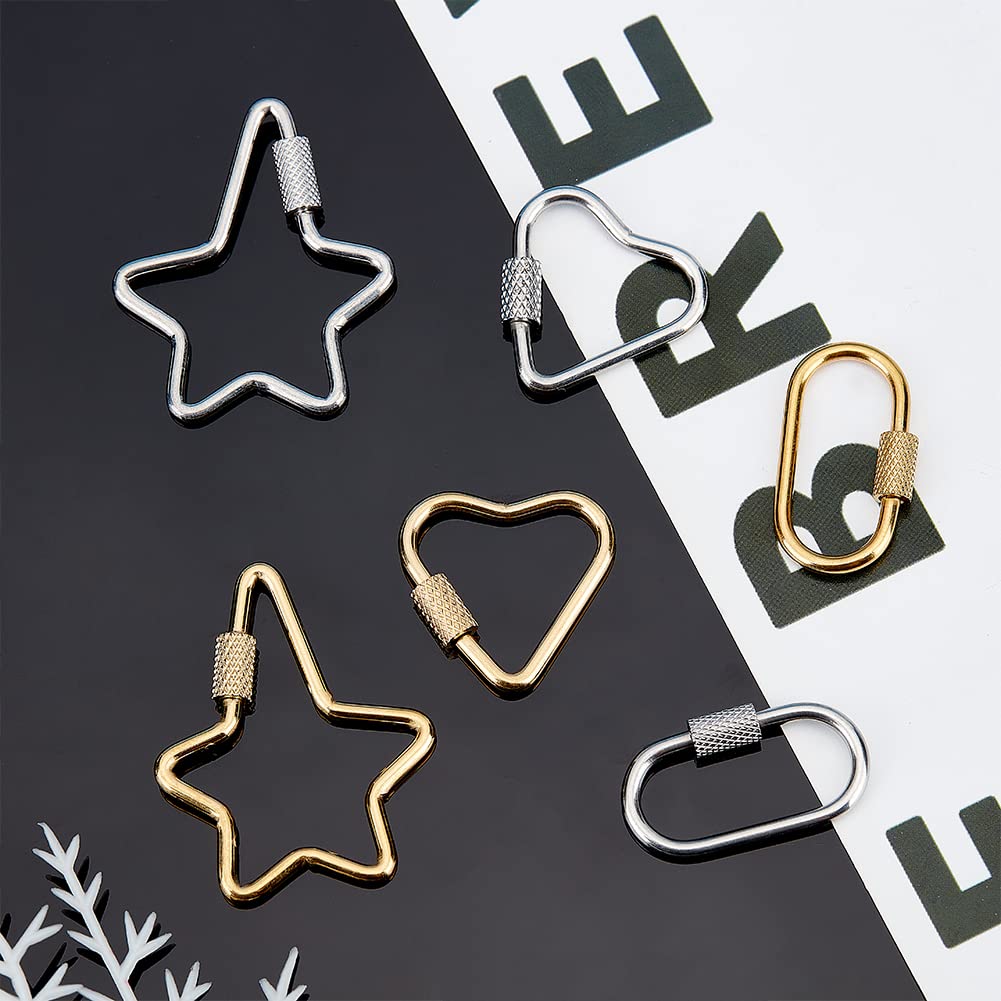 UNICRAFTALE 6 Moschettoni Ovali A Vite In Acciaio Inox | 2 Colori Per Portachiavi E Bigiotteria Fai Da Te - 4