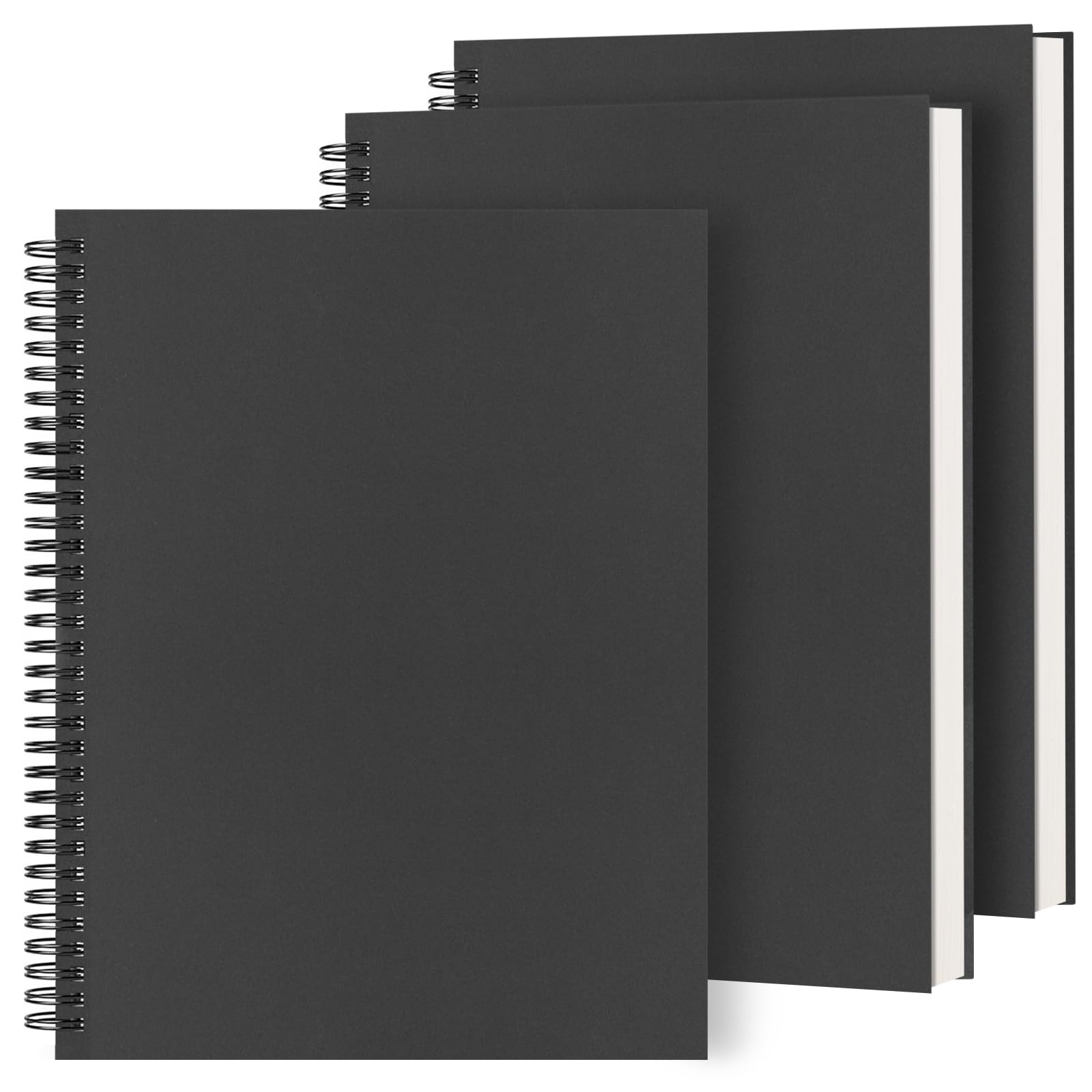 Dynta Grands carnets à spirales lignés de 21,6 x 27,9 cm pour école, bureau, étude et notes, idéal pour les étudiants et le bureau, 160 pages/80 feuilles avec papier ligné de 100 g/m² (noir)