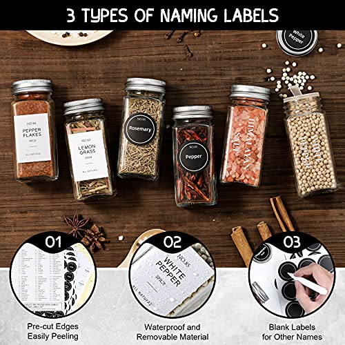Netany 25 Pcs Spice Jars With Labels - Glass Spice Jars With Shaker Lids, Minimalist Spice Labels Stickers, Collapsible Funnel, 4Oz Seasoning Containers Bottles For Spice Rack, Cabinet, Drawer #TOP2