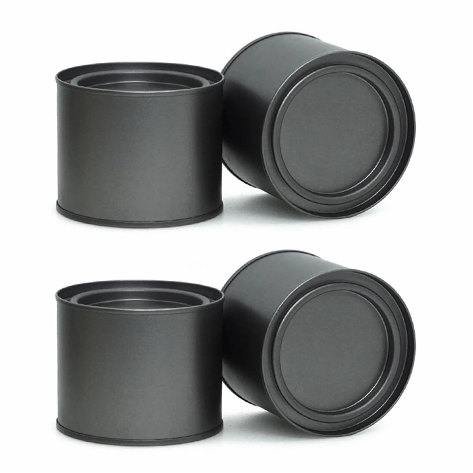 UBOHUZ 8Pcs 250ml Multipurpose Round Metal Containers Tea Can Storage Lid Jars For Cosmetic Organizer Gold Silver Black Candle for Tea, Coffee(Grey)
