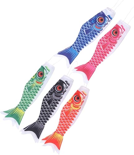 Miniatura 9 de DOITOOL 5 piezas de carpas japonesas Windsock Streamer Fish Flag Kite Koinobori Decoración colgante para Sushi Bar Izakaya habitación (15.7 x 3.9 in)