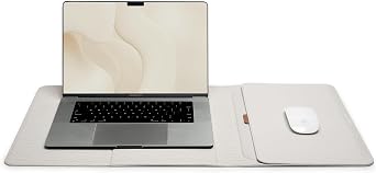 KonMari | Orbitkey Hybrid Laptop Sleeve 14" Leather-Free Protective Case with Built-in Mouse Pad, Slim Magnetic Closure, Minimalist Workstation Cover for Travel, Office & Everyday Carry - Stone
