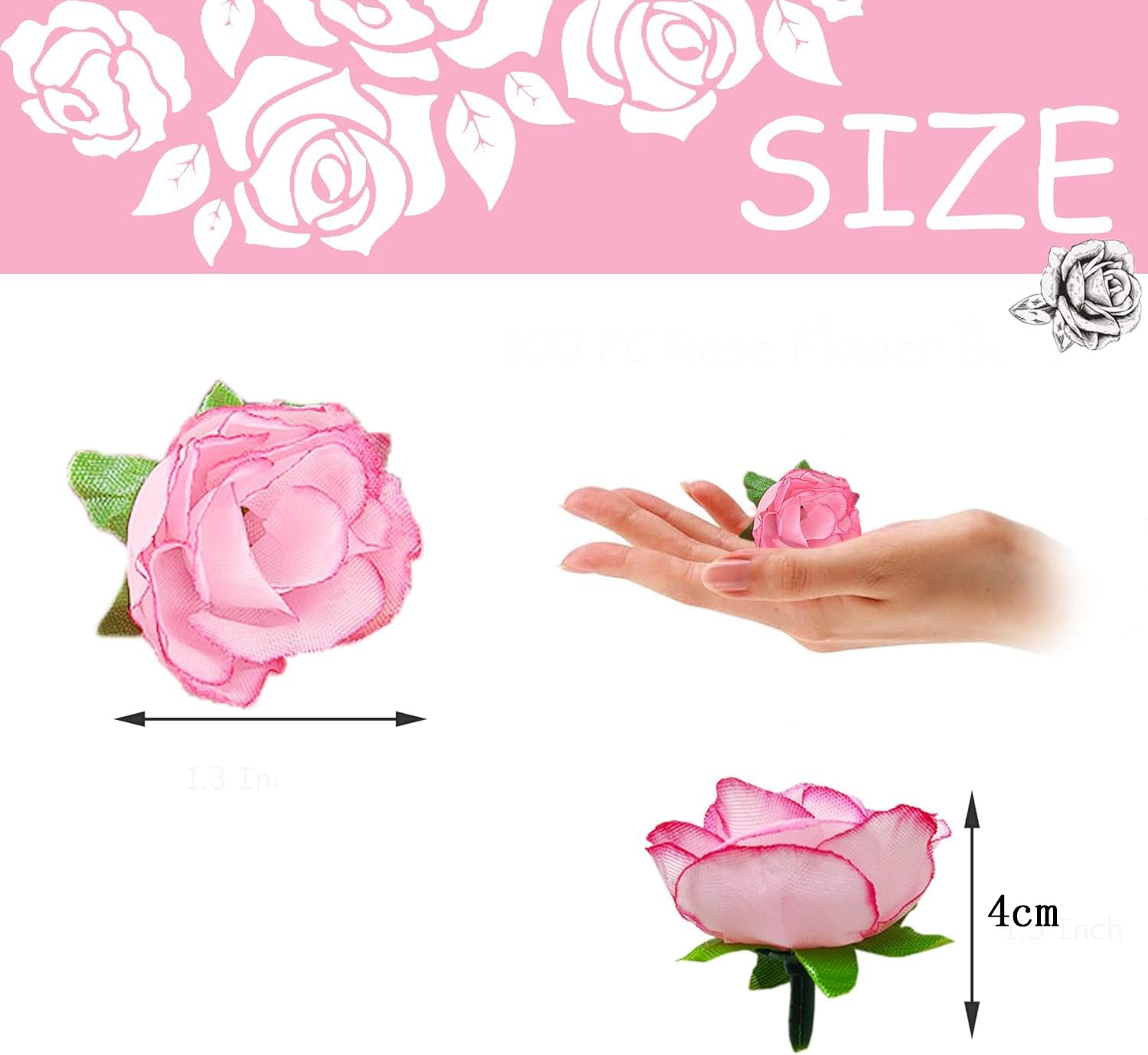 50 Capolini Di Rose Finte Artificiali In Tessuto – Mini Rose Di Seta Realistiche Per Artigianato, Matrimoni E Decorazioni - 4