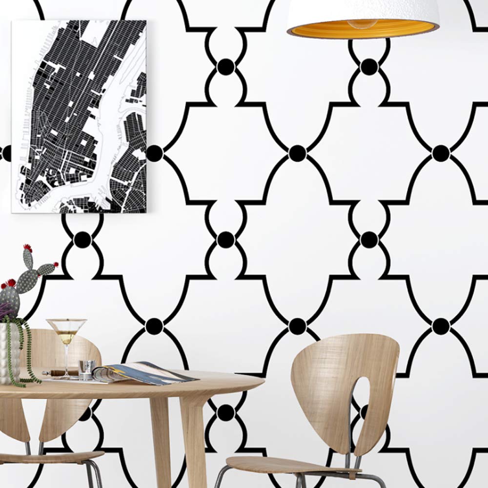 MEAIHOME Nordic Style Modern Minimalist Chinese PVC Wallpaper Black and White Geometric Irregular Pattern Bedroom Living Room Dining Room TV Sofa Bedside Background Wall 1.73'W x 32.8'L Non-Pasted - Image 4
