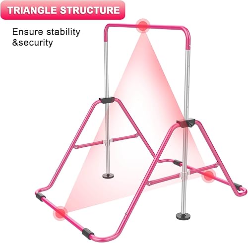 Miniatura 42 de Barras de gimnasia para niños con altura ajustable, barra de entrenamiento de gimnasia plegable, barra horizontal expandible junior para el hogar