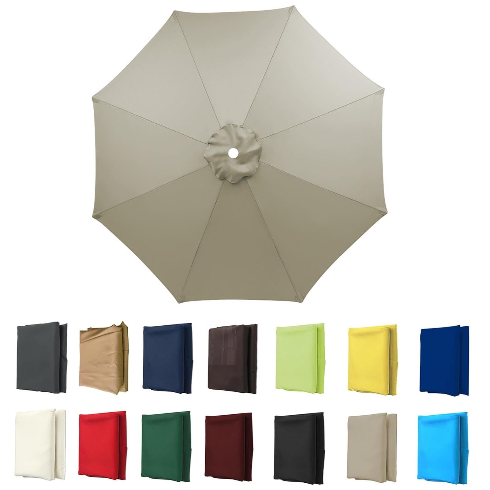 2m-3.5m Replacement Parasol Canopy, Umbrella Replacement Fabric, UPF 50+ Garden Parasol Replacement Canopy, Outdoor Replacement Fabric, 6/8 Rib for Garden Umbrella (Khaki B,8ribs:3.0m/9.8ft)