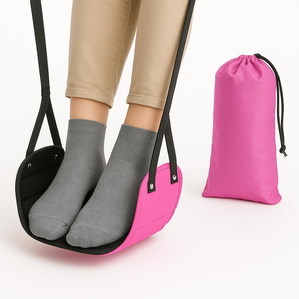 Premium Airplane Foot Hammock for Plane Travel - Ergonomic Foot Rest for Air Travel - Adjustable Leg Rest - Ideal for Long Flight - Comfortable Leg Hammock - Travel Essentials for Airplane Comfort