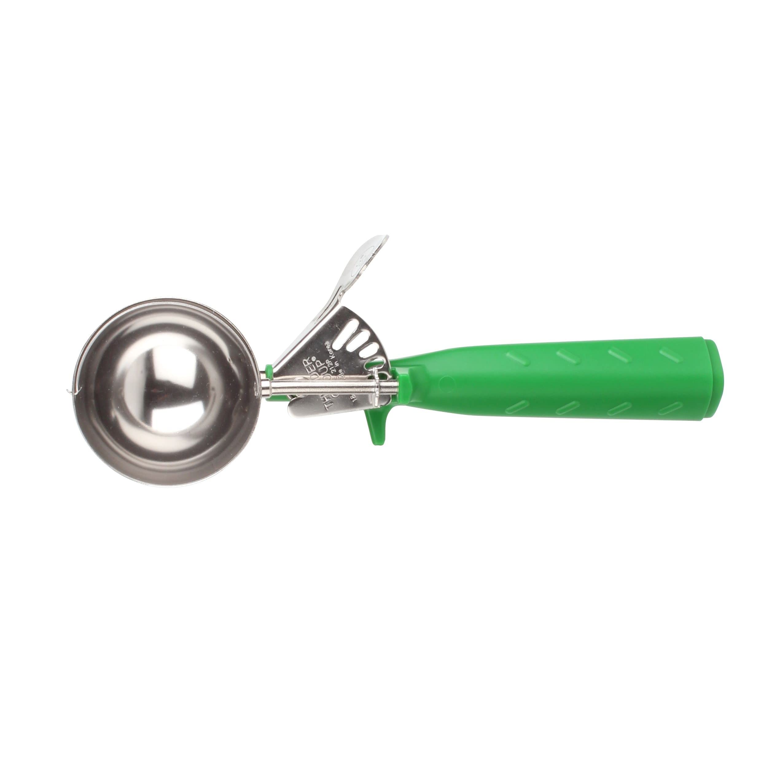 2-2/3 oz Disher #12 Stainless Steel with Triangle Handle Green Color- Ice Cream Cookie Scooper for Baking Cookie Scoops Portion Control Scoop Cupcake Batter Ice Cream Yogurt Gelatos
