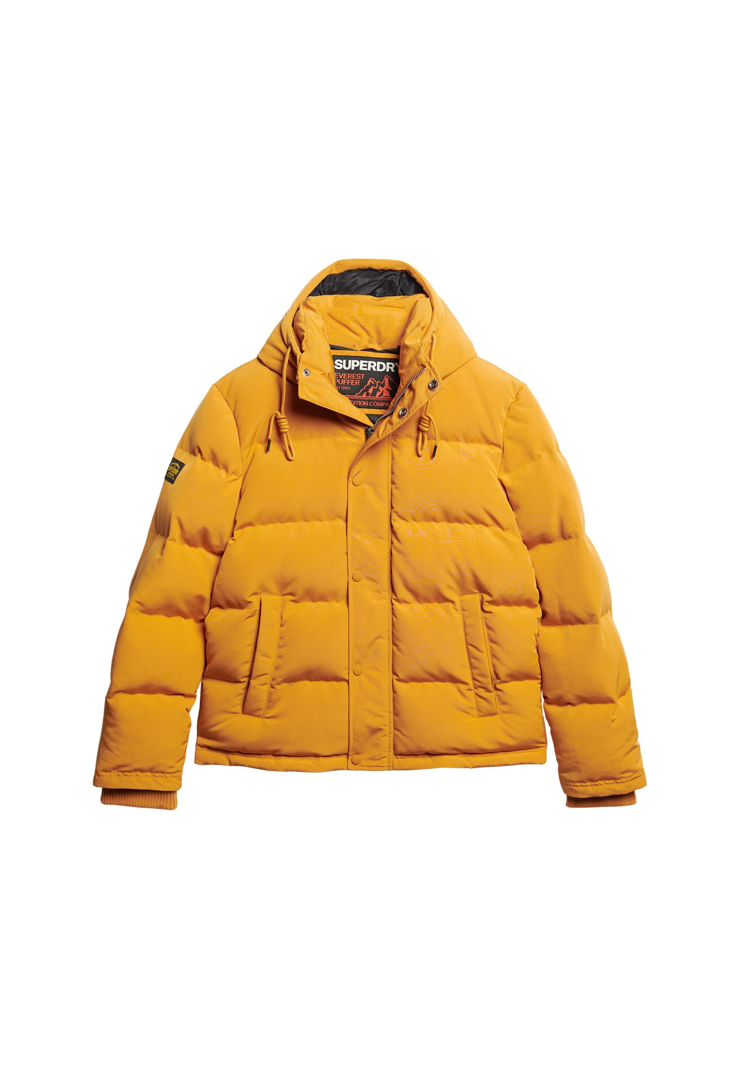 Superdry Men's Everest Short Hooded Puffer Jacket, Mustard, XL