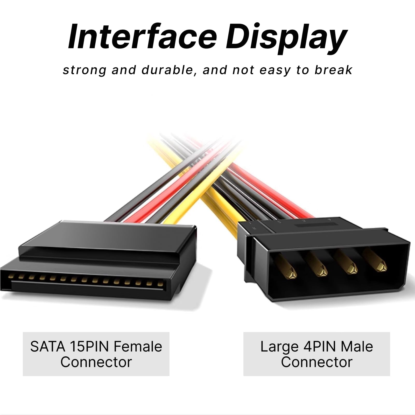 Umfassendes Daten- und Stromkabel Kit für SATA III – mit geraden & 90° Kabeln, Power-Splitter und Molex-Adapter, ideal für SSD/HDD, schwarz
