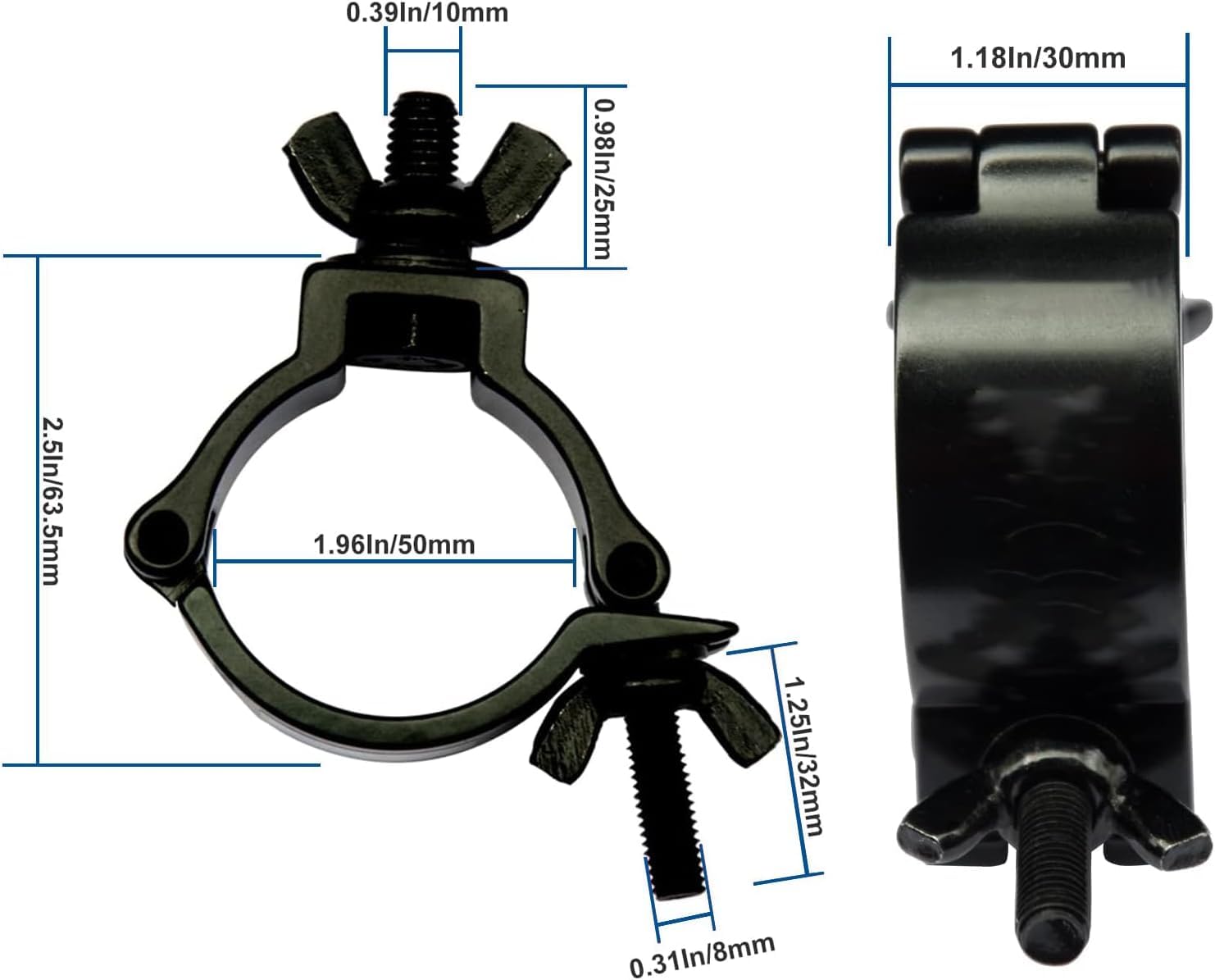 12 Ganci Professionali in Alluminio Nero per Truss 48-52mm - Attacco Rapido per Luci Palco, Eventi e DJ