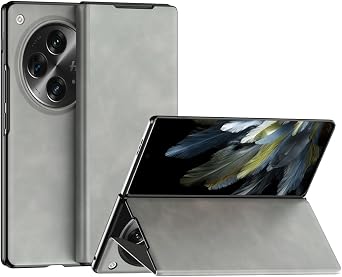 Compatible with Oneplus Open Case, Premium Leather Flip Case Magnetic Folio Flip Slim Phone Shell Drop Shockproof Protective Cover Stylish Cover Compatible with Oneplus OpenGrey
