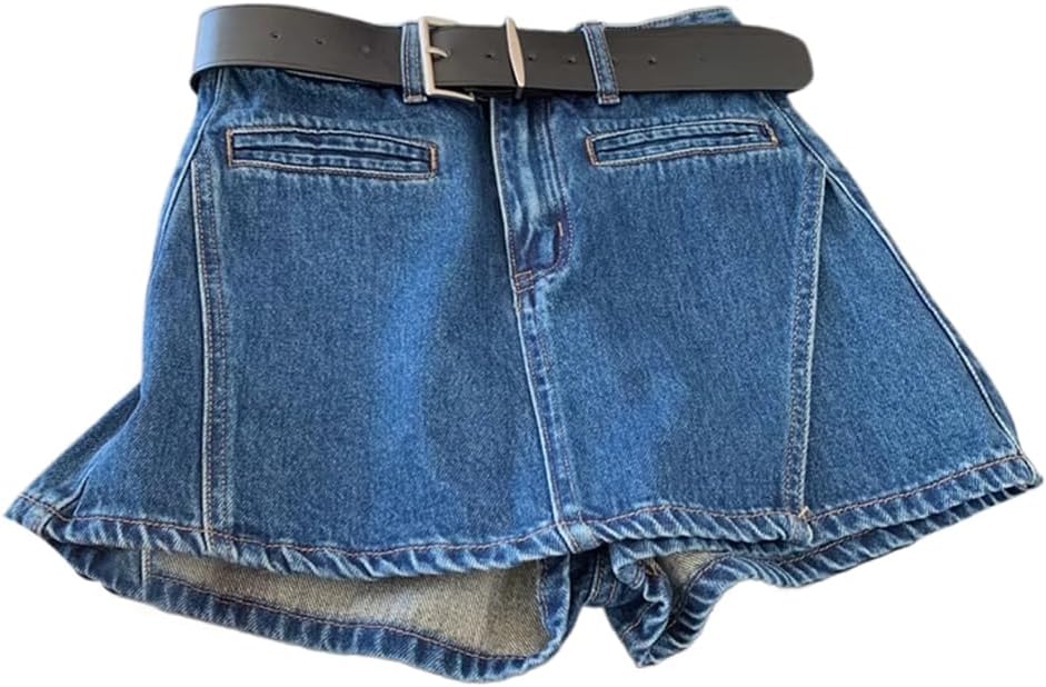 LIXINGHEITANG Summer Design Irregular Waist Slim Denim Skirt Womens wash Pants