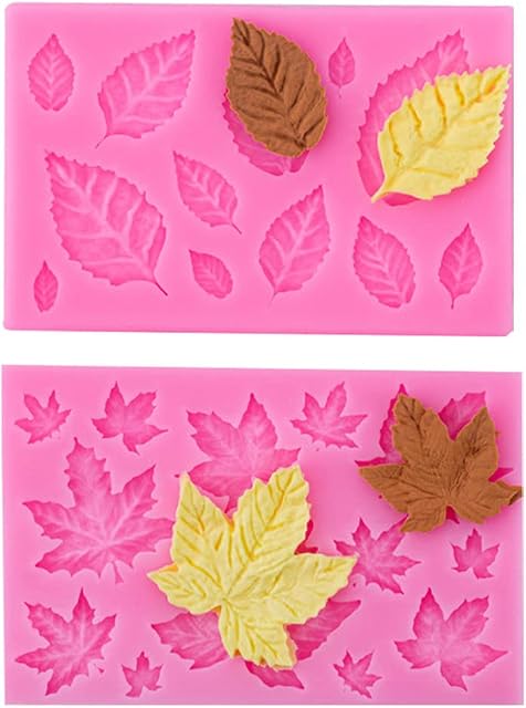 2Pcs Leaves Modeling Leaf Mould Silicone Mold Various Themes That Can Be Used for Fondant Cake Decoration or Lollipop Chocolate Decoration