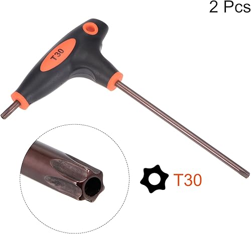 Miniatura 3 de uxcell Llave Torx a prueba de manipulaciones T30 con mango en T de doble extremo, acero S2 2 unids