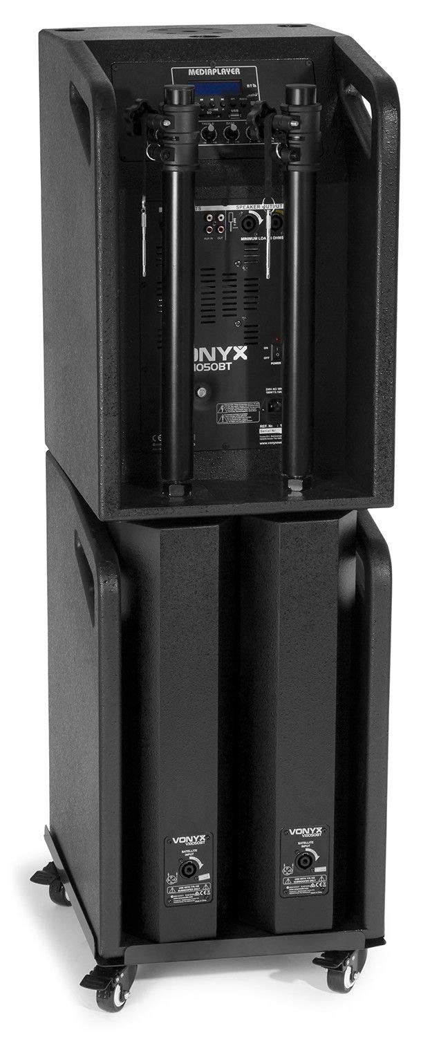 Vonyx Kit Altoparlanti Attivi VX1050BT 2.2 Custodia Protettiva Trolley BT 1150W | Include trolley e custodia, controllo indipendente del subwoofer, montaggio rapido, telecomando incluso