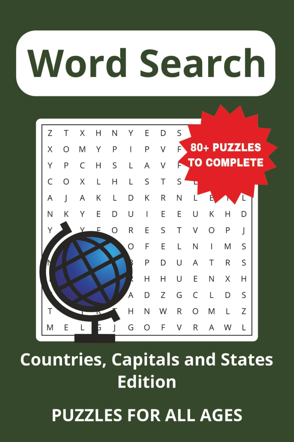 Word Search Puzzle Book - Countries, States and Capitals Edition: Word Searches With Easy to Read Print about Geography, Earth, Locations and More | ... Gifts for Relaxing and Free Time
