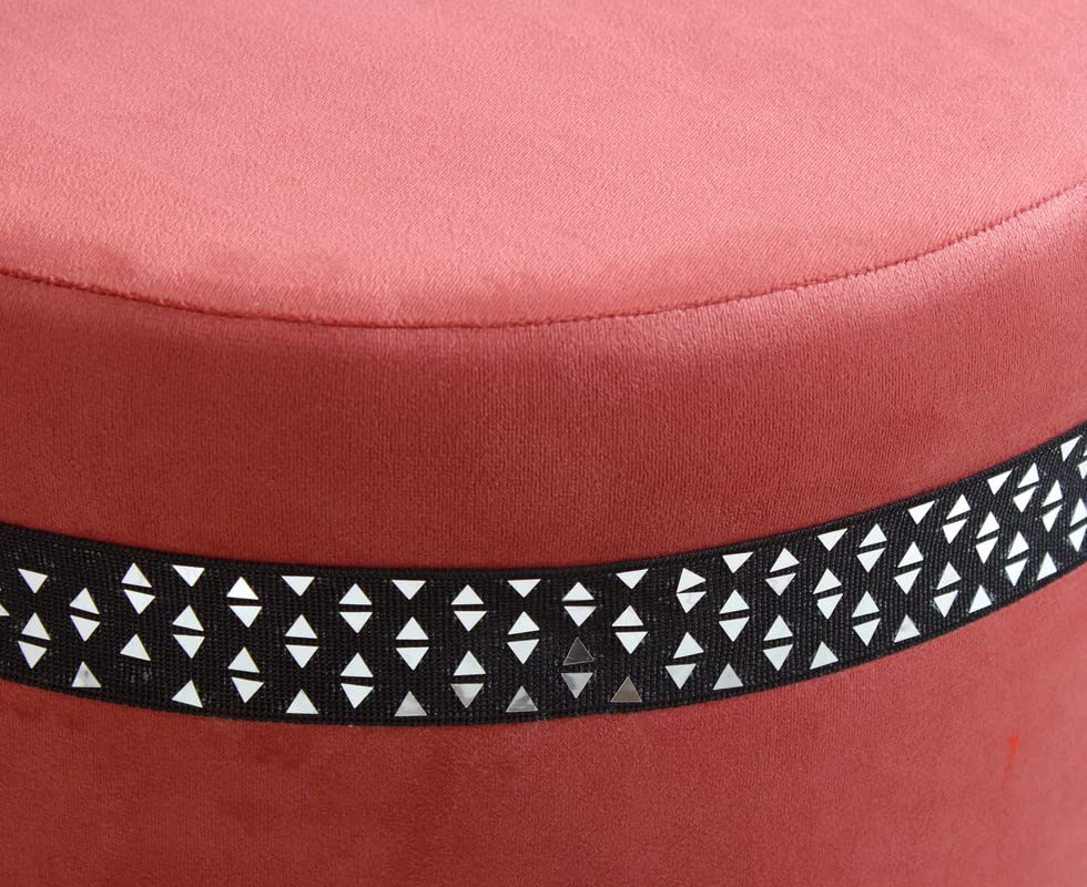 Image of Ottoman Stool for Living Room Foot Rest | Velvet Small Ottoman Foot Stool | Solid Wood Legs | Footstool Puffy for Home, Bedroom & Makeup Table | 16x16x18 Inch, Set of 2 (Star Gajri)