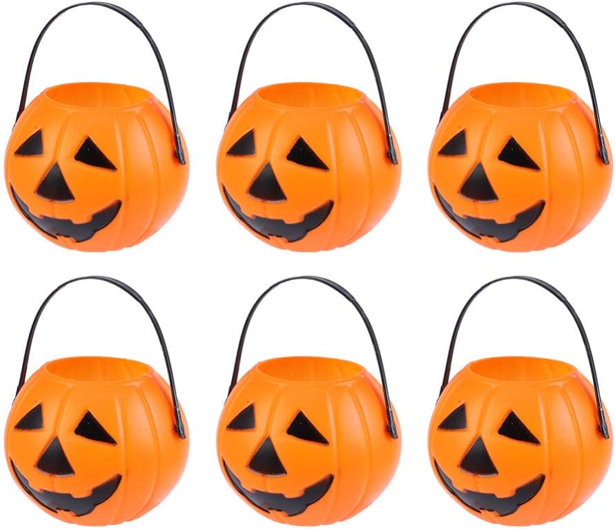 Beavorty20Pcs Pumpkin Bucket Trick or Treat Pumpkin Candy Pail Holder Sweet Holder Bucket Plastic Pumpkin Ghost Candy Bucket Holder Decor for Halloween Party