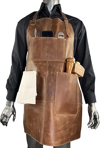 Miniatura 5 de Delantal de parrilla, funda protectora para cocinar y asar a la parrilla, cocina, resistente al calor, tienda de fantasía, cuero de grano completo,