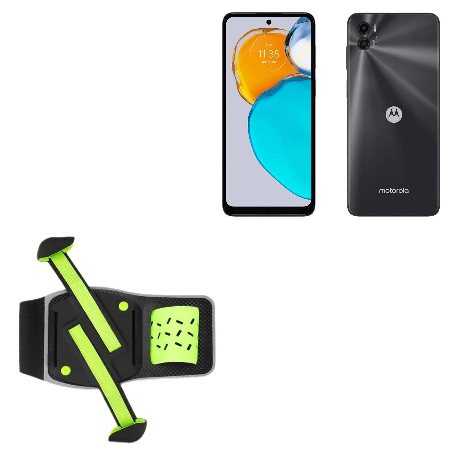 BoxWave Holster Compatible with Motorola Moto E22s - FlexSport Armband, Adjustable Armband for Workout and Running - Stark Green