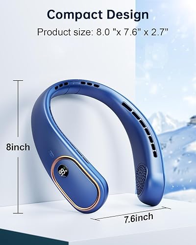 Miniatura 8 de Ventilador de cuello portátil, ventilador personal manos libres, ventilador sin aspas recargable con batería de 5000 mAh, pantalla digital, 4