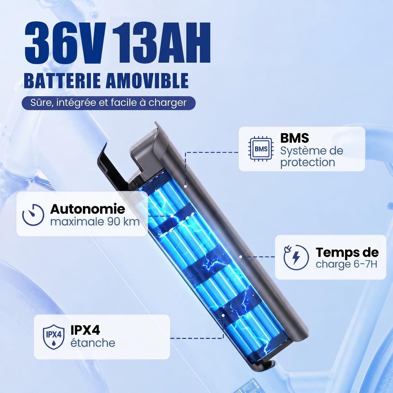 Vélo Électrique Adulte 26", Batterie Amovible 468 Wh, Autonomie jusqu'à 88,5 km, 25 km/h, Vélo de Trekking avec Moteur 250W, VTC Électrique Adulte 7 Vitesses, Charge Max. 120 kg, E-Bike Adults