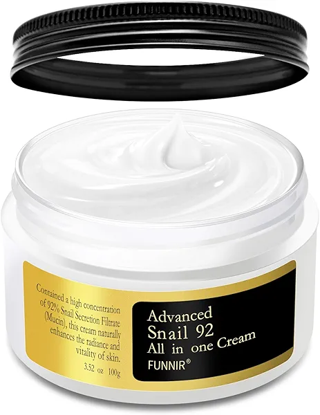 FUNNIR Snail Mucin Moisturizer 92%, Lightweight Moisturing Cream, 100g, Youthful and Radiant Formula, Repair Face Cream for All Skin Types, Skincare Products