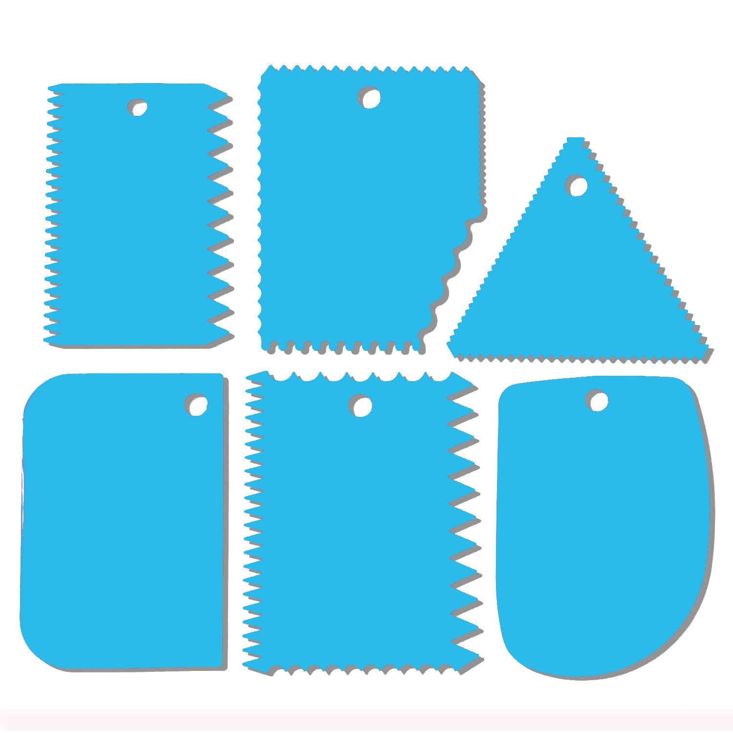 Cake Scraper, Cake Smoother Scraper Set, Dough Scraper Icing Scraper Polisher Tool, Cake Decorating Comb, Icing Smoother Plastic Sawtooth Cake Icing Kitchen Baking Cake Edge (Blue)
