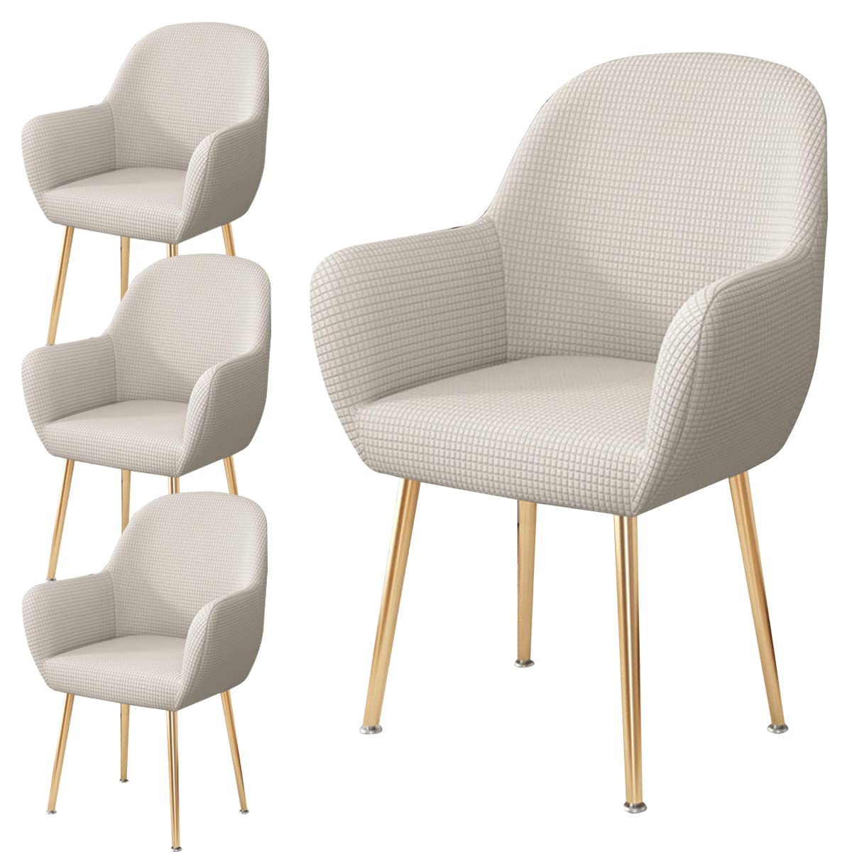 2/4/6 Pack Cubierta para Sillas de Comedor con Brazos Respaldo Fundas Sillas Cocina Comedor Oficina Elásticas Modernas Terciopelo Butacas Fundas, para Salón Hogar,B,4PCS