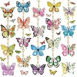 FairySandy 20 Pcs Spring Butterfly Diamond Painting Keychains 5d Flowers Butterflies Diamond Art Keychains Kits for Adults Single Side Floral Key Chain Hanging Ornament for Beginners DIY Crafts Gifts
