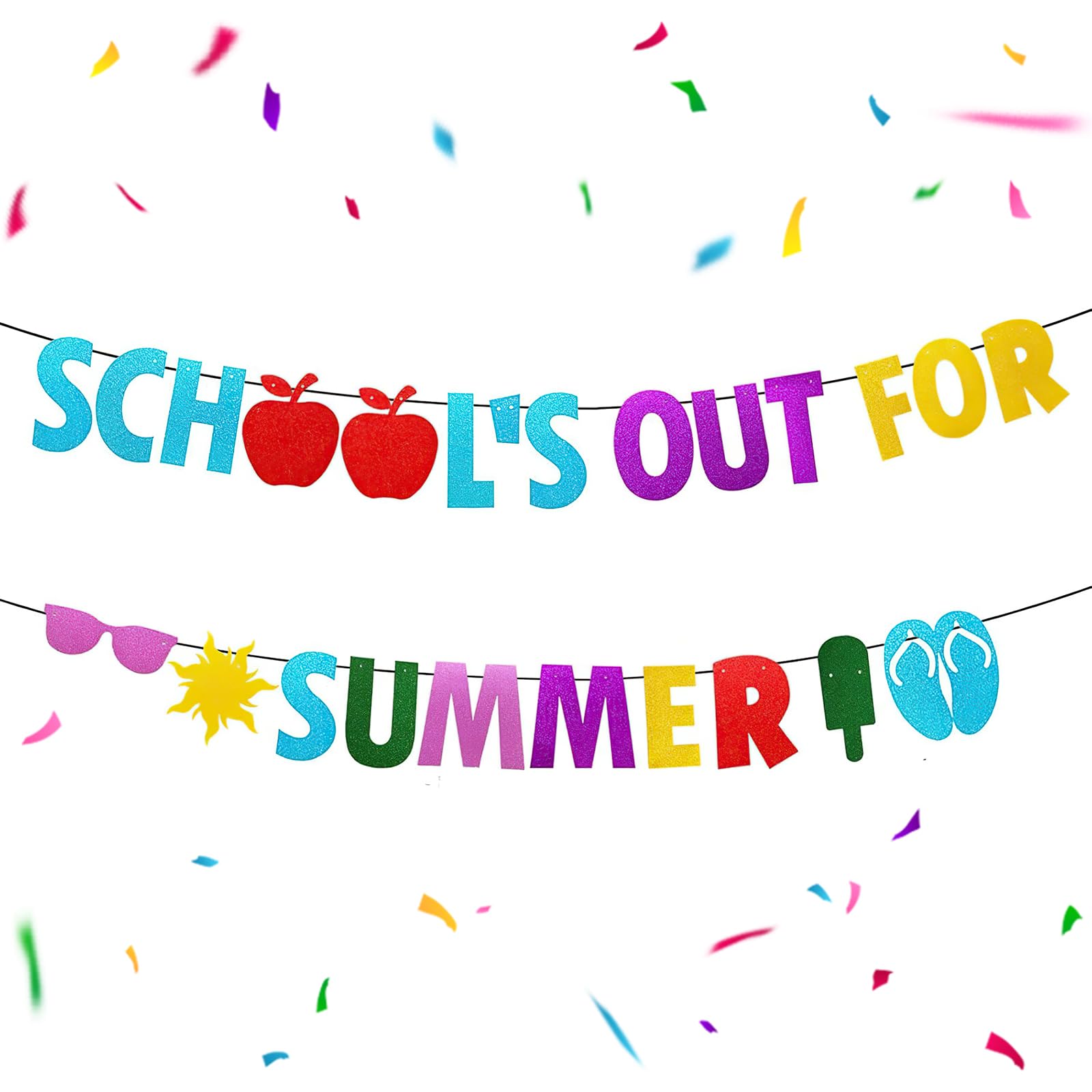 School’s Out for Summer Banner, Schools Out for Summer Decorations, Summers Party Decorations, End of School Year Garland Banner Beach Pool Party Fireplace Mantle Decoration, Party Decoration Supplies