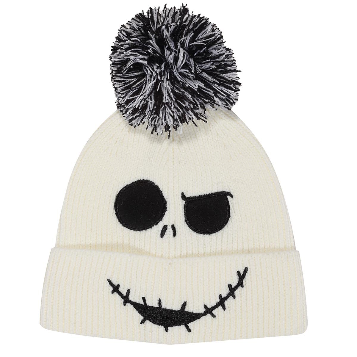 Heroes Inc Nightmare Before Christmas Beanie Pom-Jack Face Jumbo Cap, White, One Size
