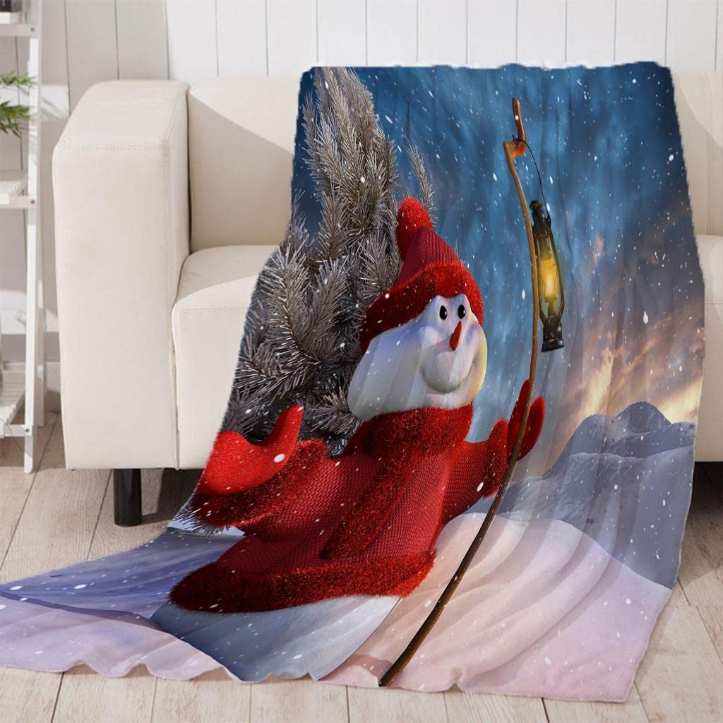 LOOM TREE Digital Printing Flannel Blanket Bed Sofa Throw Snowman_2 150x200cm