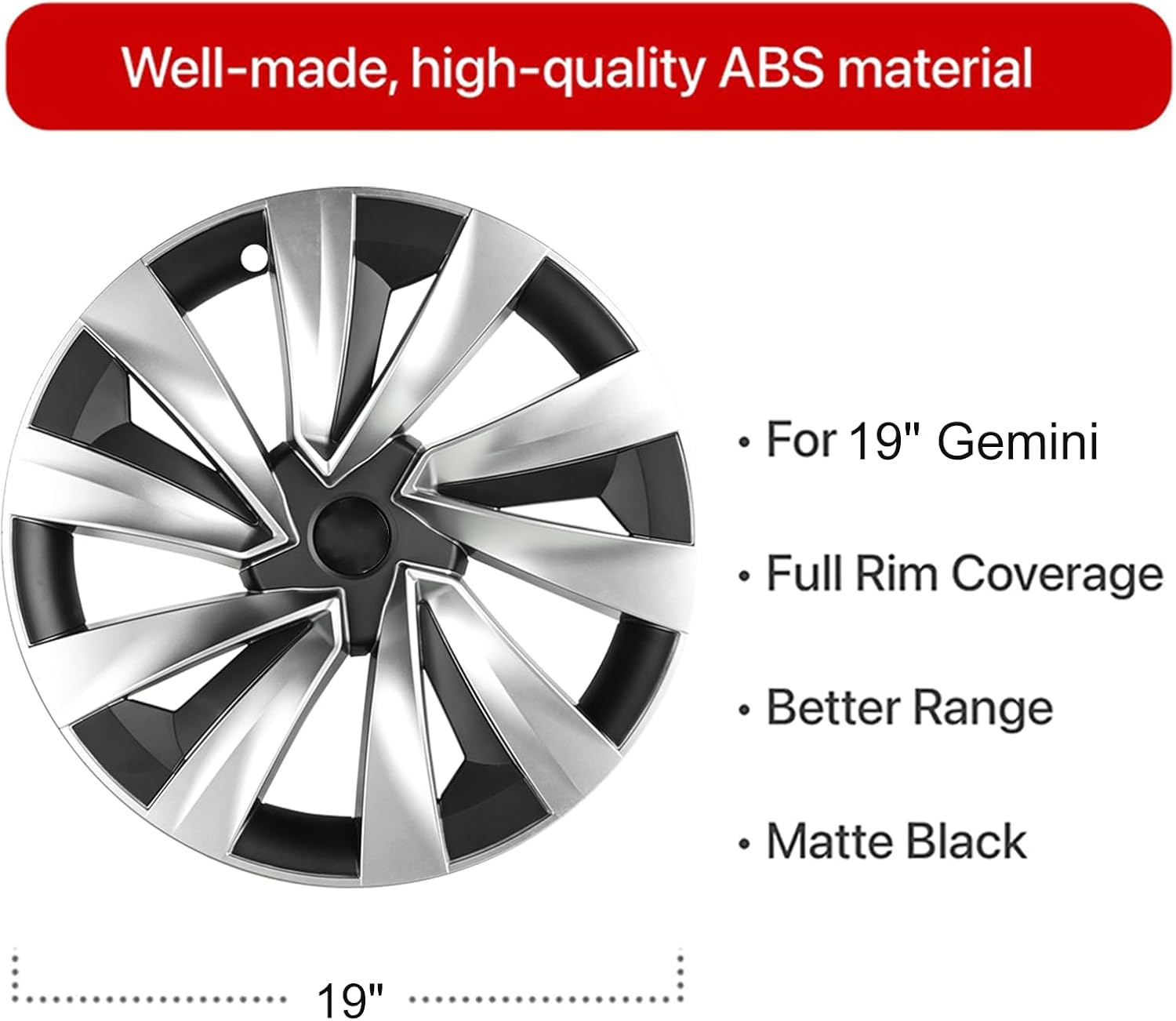 4Pcs Wheel Covers for Tesla Model Y Juniper 19 Inch Juniper Wheel Hubcaps Spiral Style Aero Wheel Protector Juniper Accessories Black&Silver(For a free T-shaped sign, please contact customer service.)