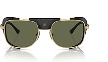 Persol Mens PO113SZ Polarized Rectangular Sunglasses, Gold, 53 mm