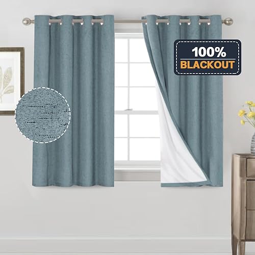 Miniatura 273 de PrinceDeco Cortinas opacas 100% para dormitorio, cortina de lino para puerta corrediza de cristal, cortinas opacas extra anchas con ojales Arena
