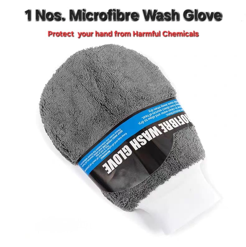 Image of 9 Pcs Microfiber Car Cleaning Kit Complete Car Wash Set with Towels, Polishing Pads, Wash Glove, Sponge & Wheel Brush | Microfiber Car Cleaning Detailing